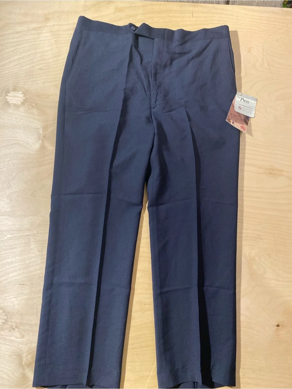 Haggar Presstige Men's Navy Dress Pants - Classic Straight Fit 38 x 32 (SW)